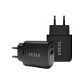 TESLA Power Charger T220 - Dual 25 W PD 3.0/PPS Fast Charger (Black)