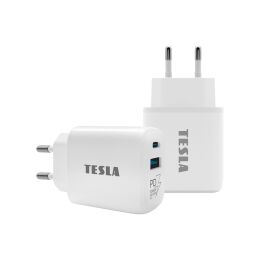 TESLA Power Charger T220 - Dual 25 W PD 3.0/PPS Fast Charger (White)
