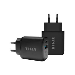 TESLA Power Charger T220 - Dual 25 W PD 3.0/PPS Fast Charger (Black)
