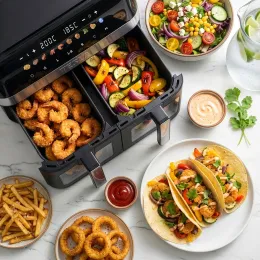 TESLA AirCook DualZone Q787 XXL Deluxe - Multifunctional Dual-Zone Digital Air Fryer